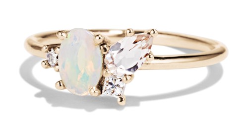 Bario Neal Unique Opal and Pearl Engagement Ring