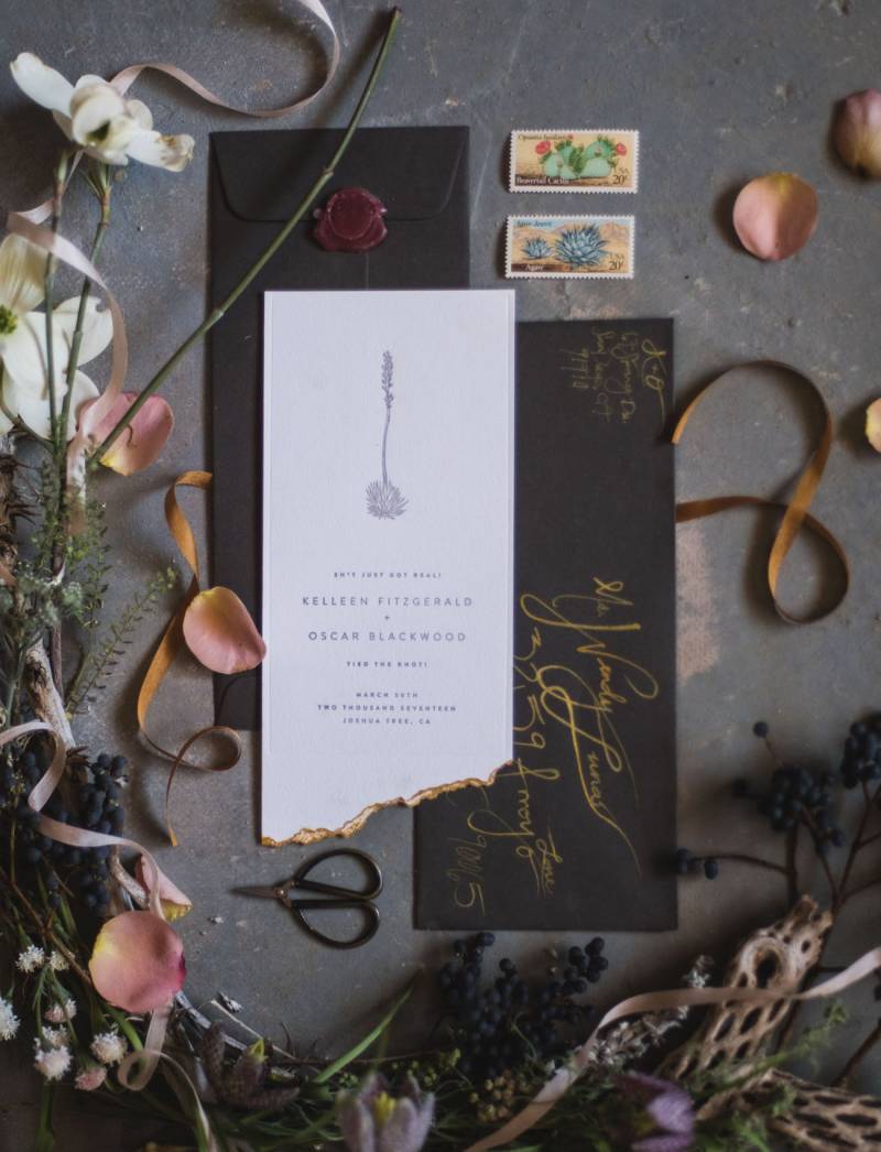 Moody Black, White, and Gold Invitations