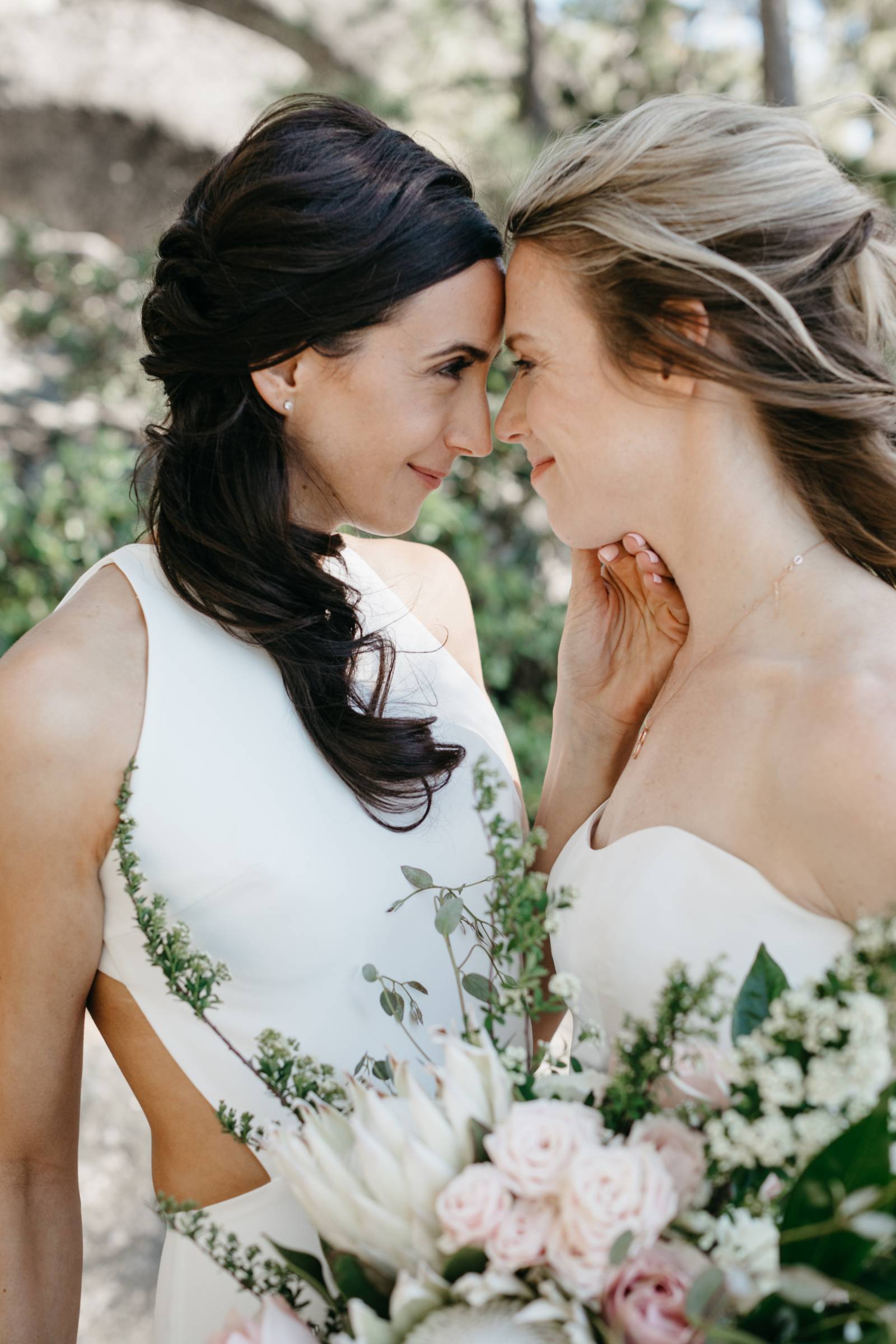 Two brides on their wedding day in lake tahoe