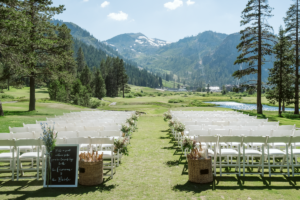Resort at Squaw Creek mountain view ceremony venue on grass