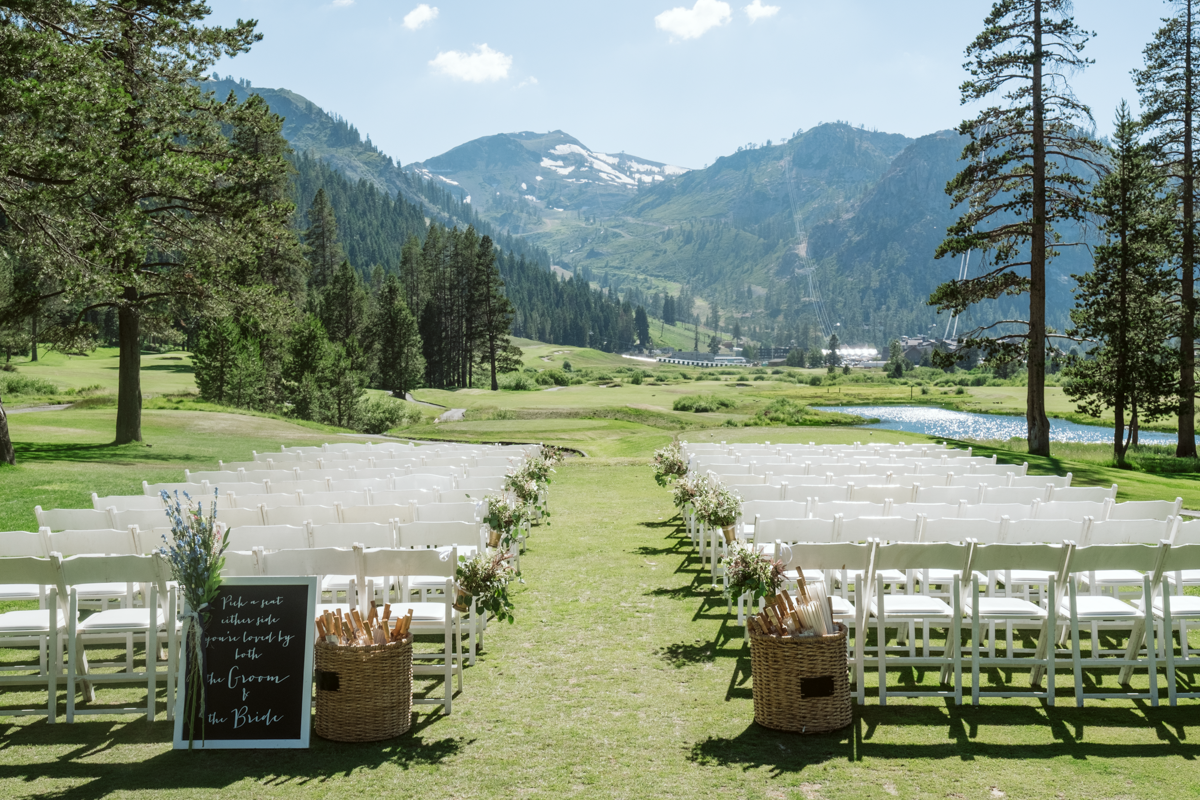 Resort at Squaw Creek mountain view ceremony venue on grass