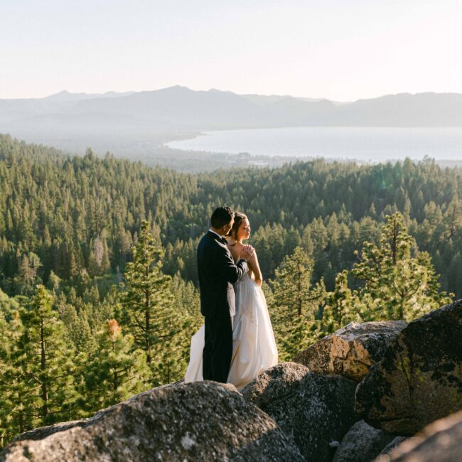 An off the beaten path elopement looking over the lake in Lake Tahoe with Elsa Boscarello