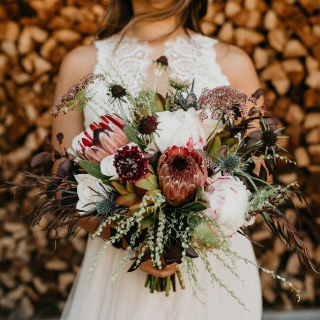 Boho pink and green bouquet