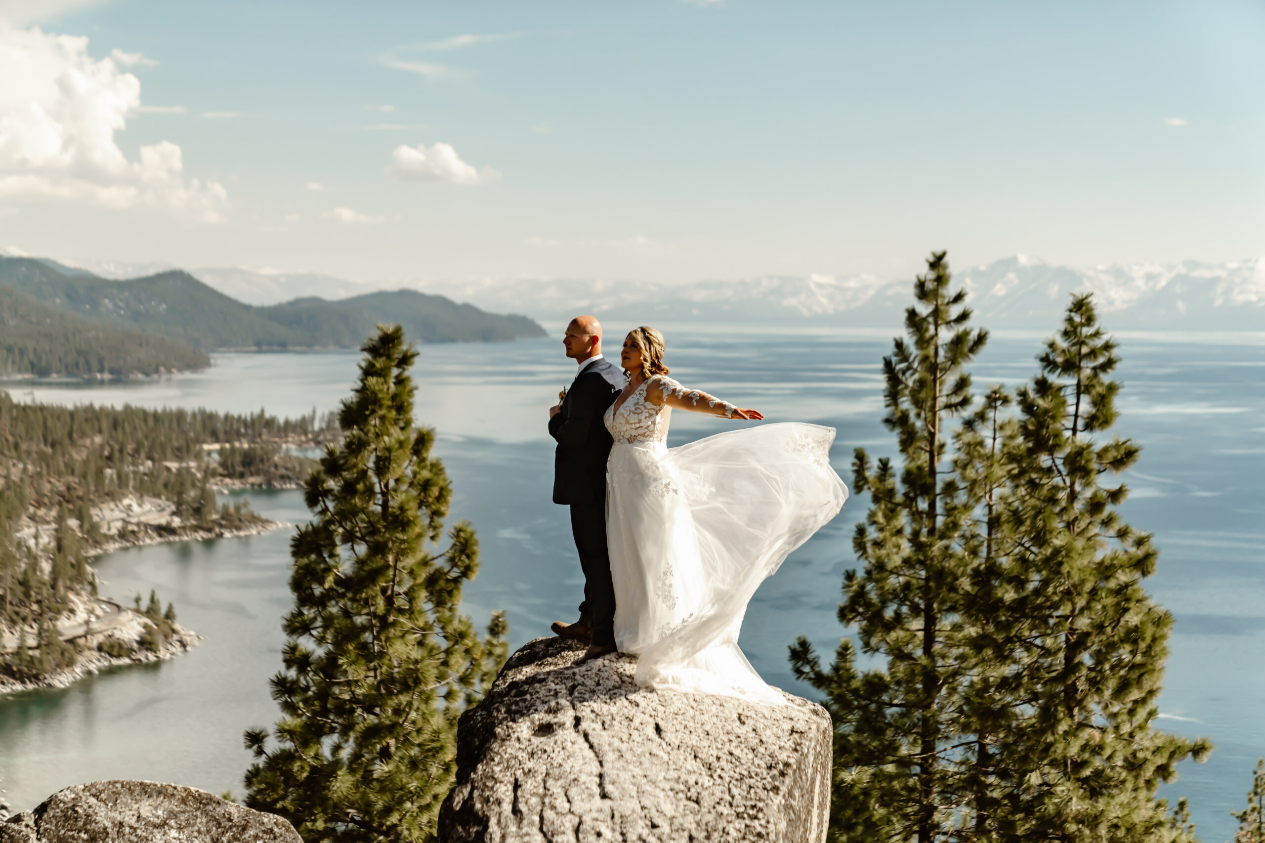bride groom on rock