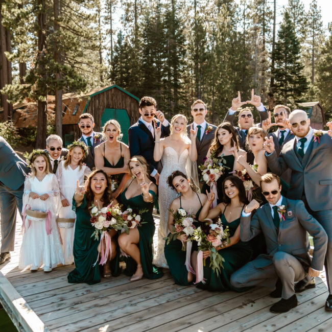 wedding party on lake tahoe dock