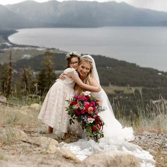 bride flower girl bouquet lake tahoe